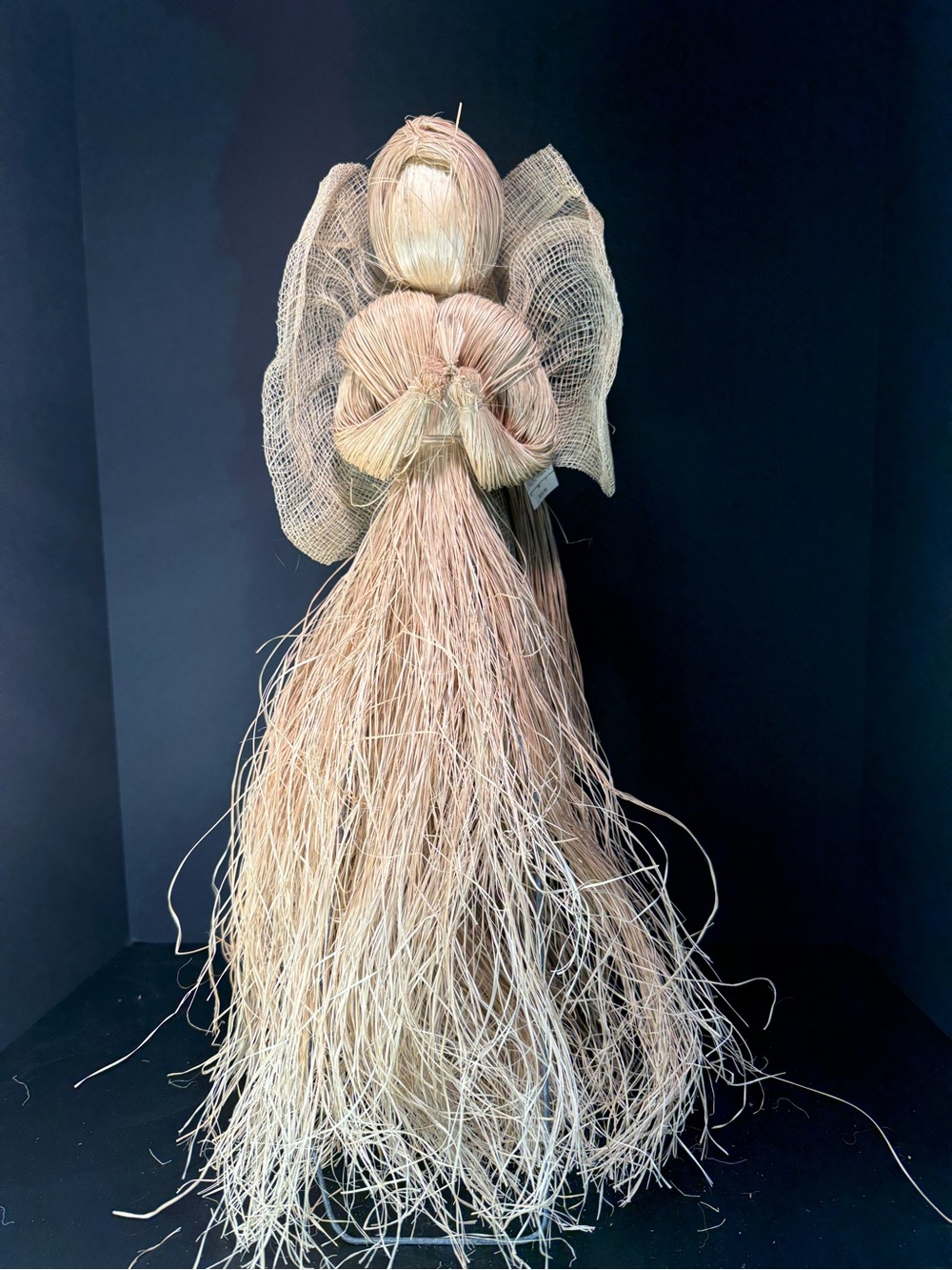 Vintage handcrafted natural raffia straw angel doll rustic folk art